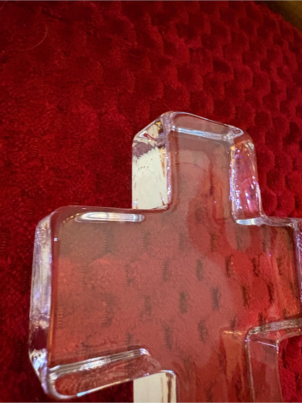 Simon Pearce Hand Blown Glass Cross Paperweight 5” w/ Box & Card Signed Sticker - Picture 11 of 15